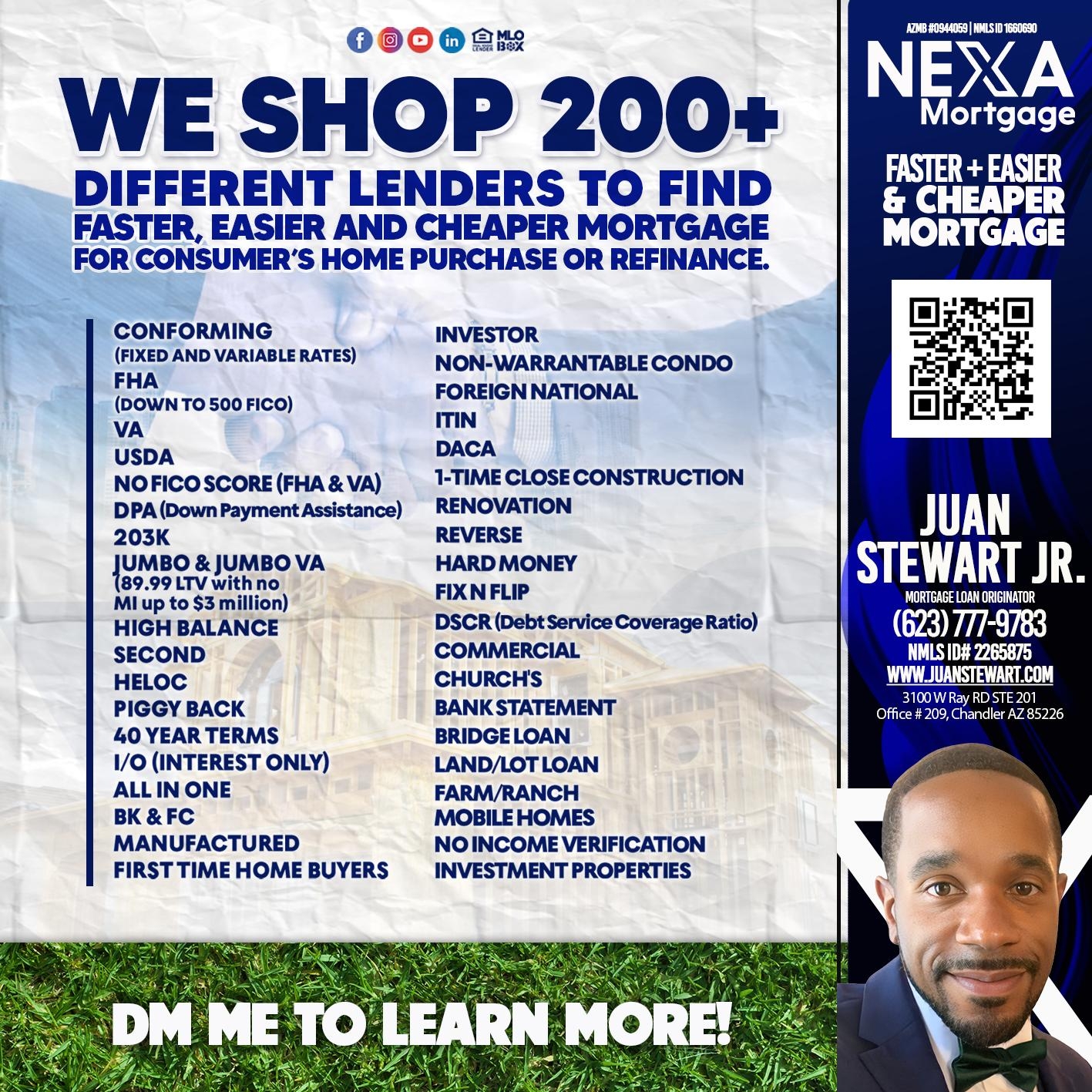 WE SHOP 200+ - Juan Stewart JR -Mortgage Loan Originator