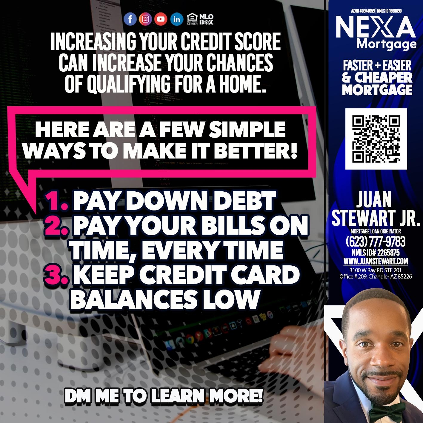 INCREASING YOUR CREDIT SCORE - Juan Stewart JR -Mortgage Loan Originator